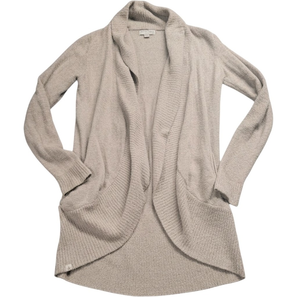 Barefoot Dreams CozyChic Lite Cardigan Sweater Beige 452 XS/S Open Front Draped
